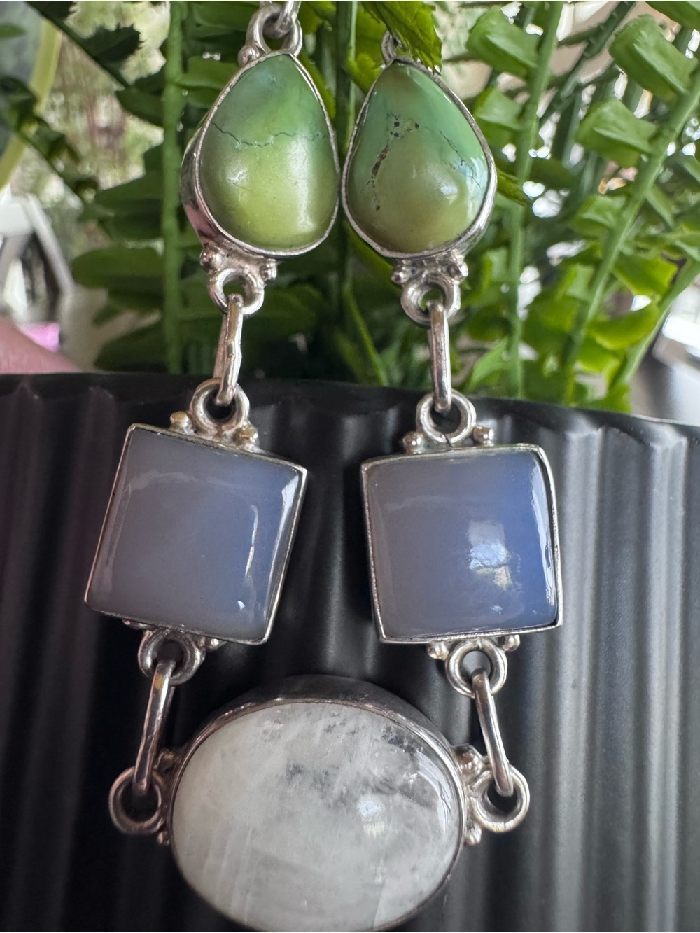 Sterling Silver Multi-Stone Bracelet with Green and Lavender Gemstones